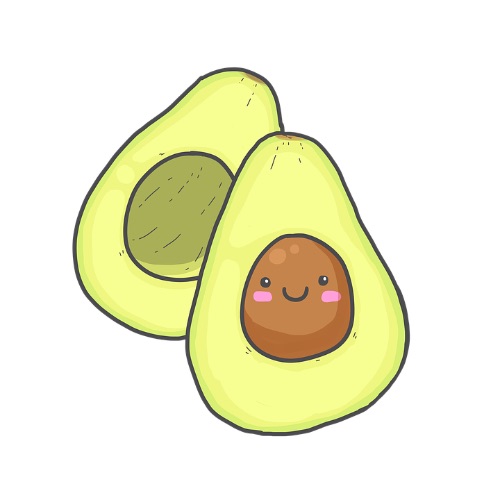 cute cartoon avocado with a face